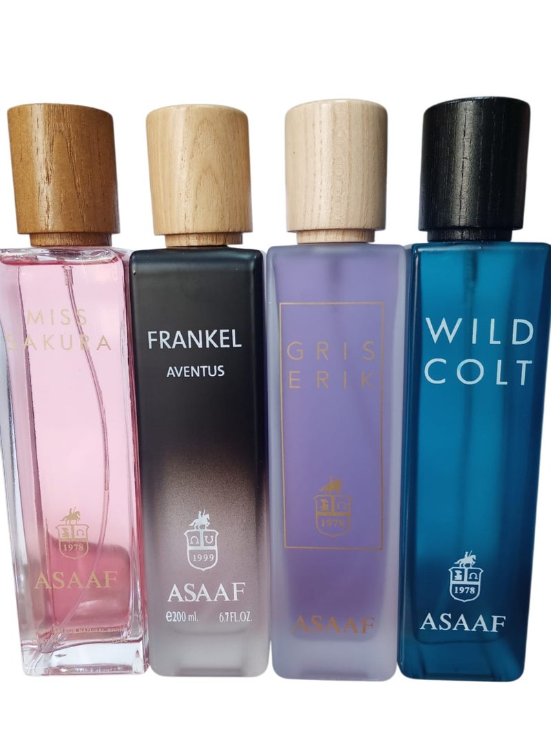 عساف بكج عساف ( مس ساكورا + وايلد كولت + جريس ايرك+فرانكل افنتوس ) 4*لكل عطر 200 ملي - Image 1